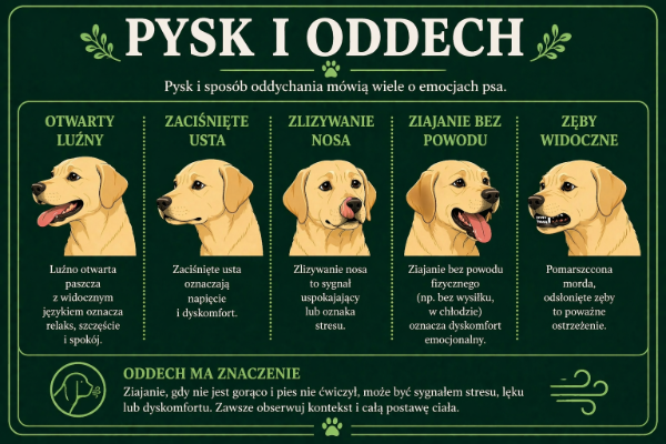 Mowa ciała psa: pysk i oddech